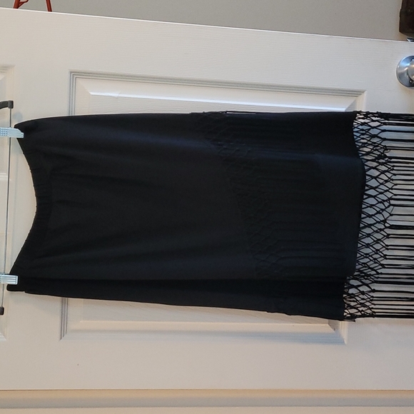 Chico's black skirt with fringe. Elastic waist. - Picture 1 of 5